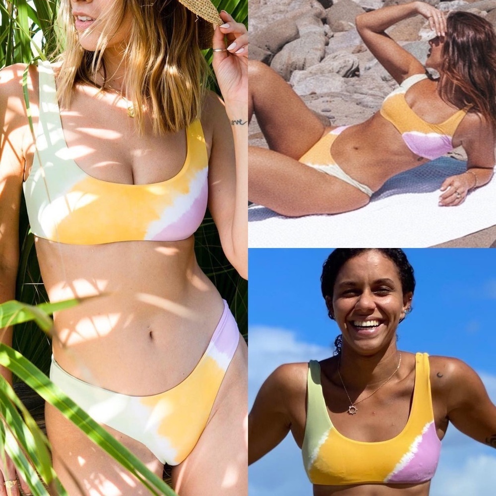 NEW Anthropologie L*Space Lizzie Tie‎ Dye Bikini Top Size XL Groovy Square Neck - Picture 3 of 10
